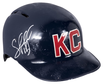 2017 Salvador Perez Game Used and Signed Kansas City Royals Batting Helmet Used On 05/07/17 (MLB Authenticated)